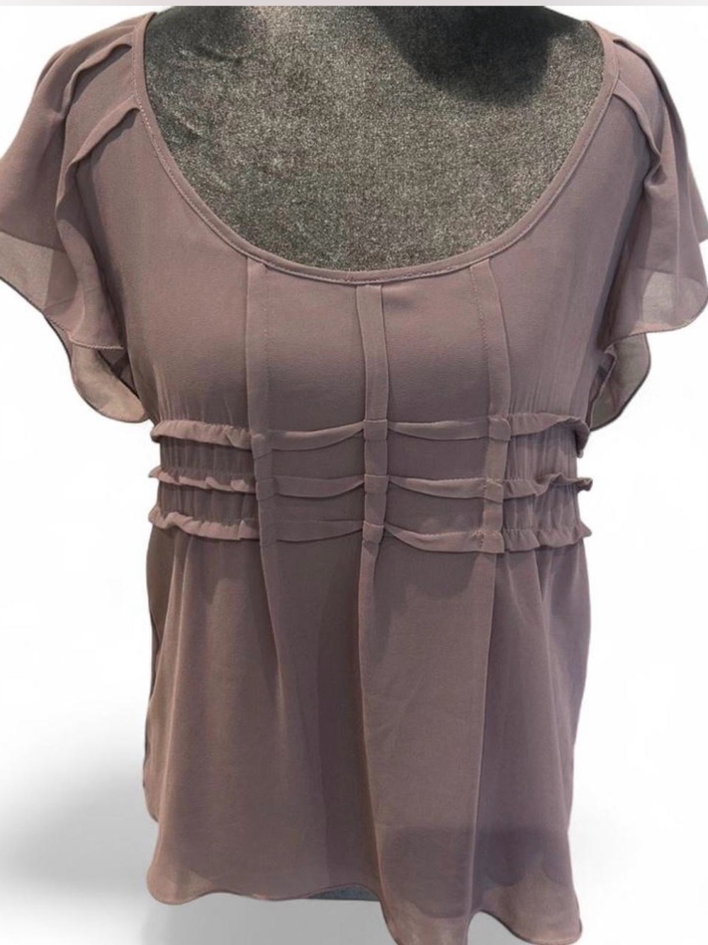 Women's Lt Lavender Ruffle Detail Short Sleeve Blouse
